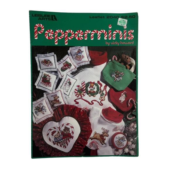 Vintage LEISURE ARTS Pepperminis Cross Stitch Leaflet Vicki Howard Christmas - Picture 1 of 3
